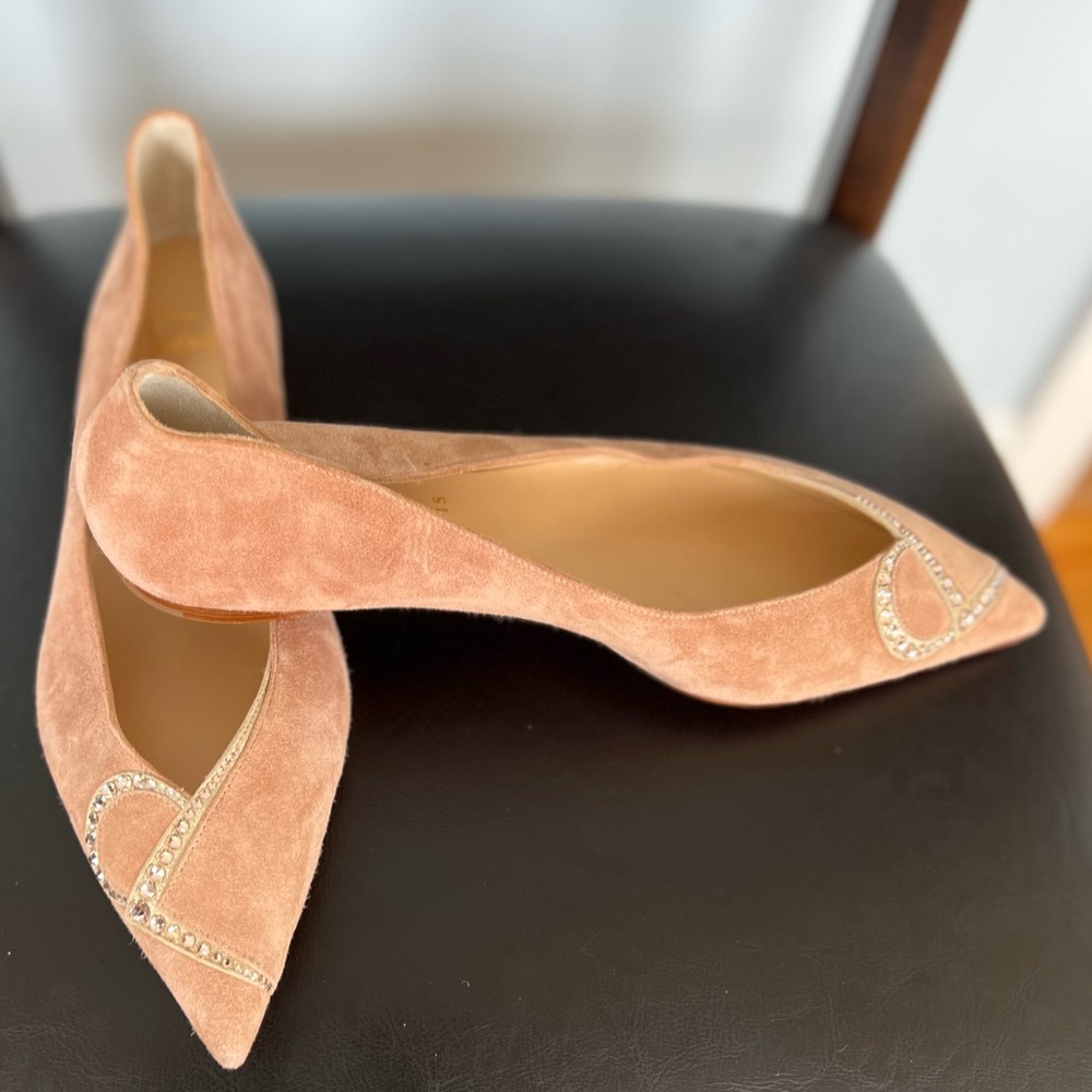 Christian Louboutin Logo Embellished Flats - Nude size 39 - New